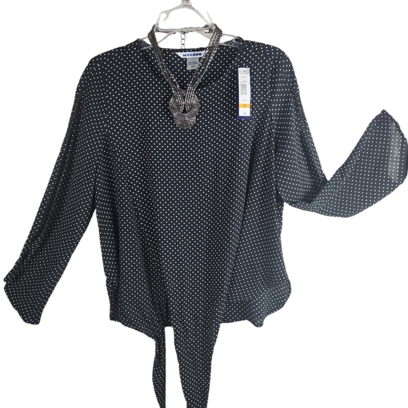 NWT, Nygard, Women's black top with white polka dots. Sz S/P - Picture 9 of 10